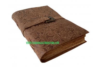 Brown Soft Leather Buckle Lock Key Leather Journal
